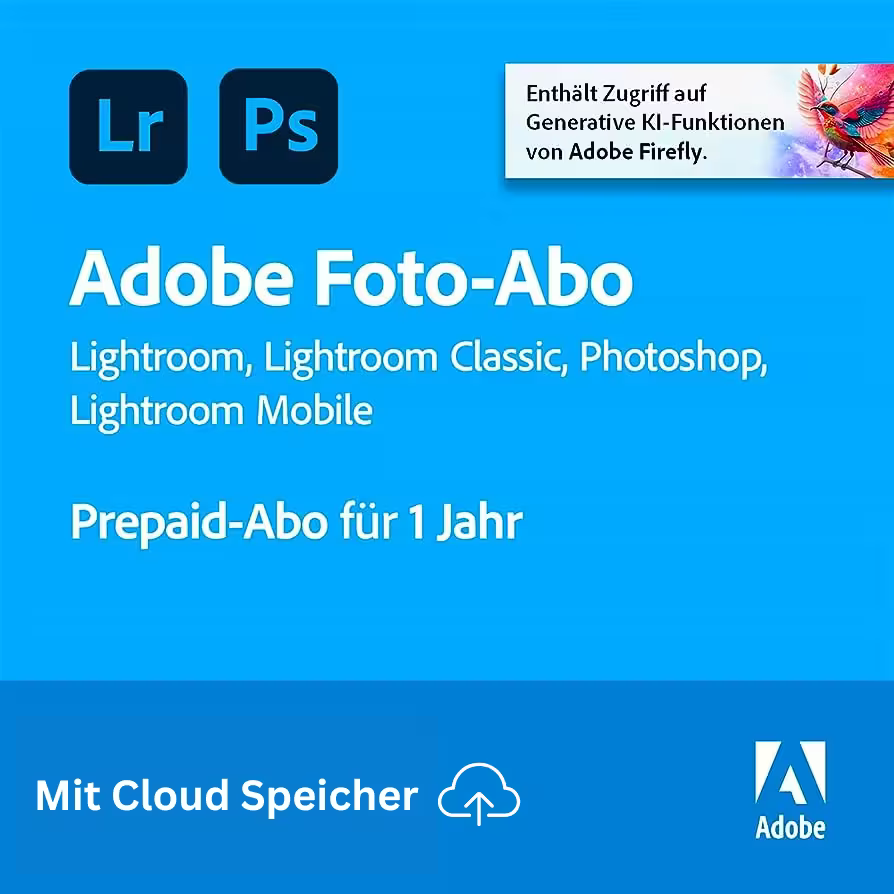 Adobe Creative Cloud Foto-Abo | 1 Jahr | Kein Abo | inkl. Cloudspeicher | Win/Mac [Student&Teacher]